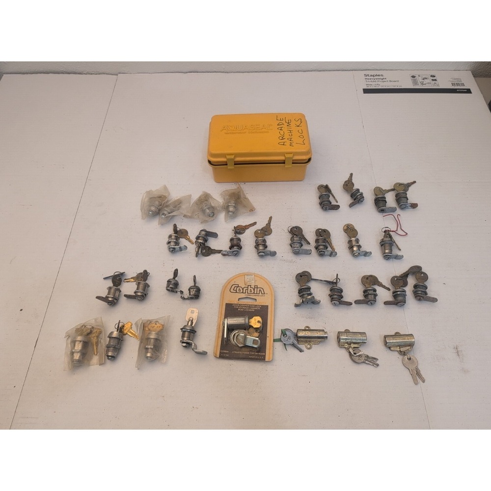 Log Of 33 Vtg Arcade Cabinet Desk Locks w Keys Hudson Fort Lock Rocket Chicago +